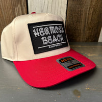 Hermosa Beach ROPER 5 Panel Mid Profile Baseball Cap - Red/Khaki