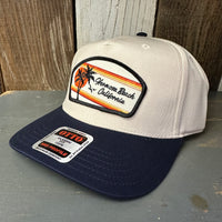 Hermosa Beach RETRO SUNSET 5 Panel Mid Profile Baseball Cap - Navy/Khaki