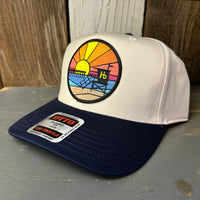 Hermosa Beach OBLIGATORY SUNSET 5 Panel Mid Profile Baseball Cap - Navy/Khaki