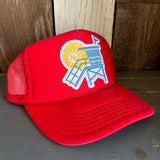 Hermosa Beach LIFEGUARD TOWER High Crown Trucker Hat - Red