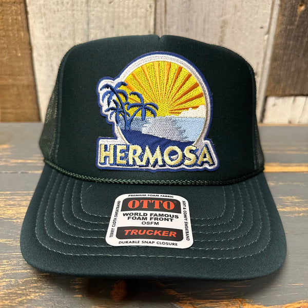 Hermosa Beach FIESTA High Crown Trucker Hat - Dark Green