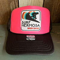 SURF HERMOSA :: OPEN DAILY High Crown Trucker Hat - Black/Pink