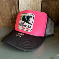 SURF HERMOSA :: OPEN DAILY High Crown Trucker Hat - Black/Pink