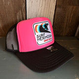 SURF HERMOSA :: OPEN DAILY High Crown Trucker Hat - Black/Pink