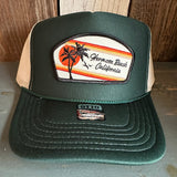 Hermosa Beach RETRO SUNSET High Crown Trucker Hat - Dark Green/Khaki
