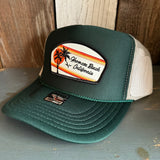 Hermosa Beach RETRO SUNSET High Crown Trucker Hat - Dark Green/Khaki