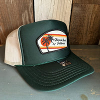 Hermosa Beach RETRO SUNSET High Crown Trucker Hat - Dark Green/Khaki