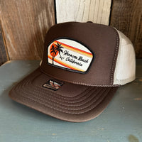 Hermosa Beach RETRO SUNSET High Crown Trucker Hat - Khaki/Brown