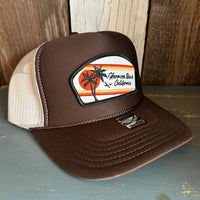 Hermosa Beach RETRO SUNSET High Crown Trucker Hat - Khaki/Brown