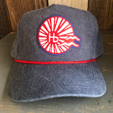 Hermosa Beach CHILL THE 4th OUT! 5 panel Stone Washed Canvas 2-Tone - Indigo/Red Braid