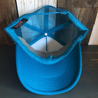 Hermosa Beach GOLF CARTS & YOGA PANTS High Crown Trucker Hat - Turquoise Blue