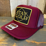 STAY GOLD High Crown Trucker Hat - Burgundy Maroon