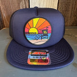 Hermosa Beach OBLIGATORY SUNSET Trucker Hat - Navy (Flat Brim)