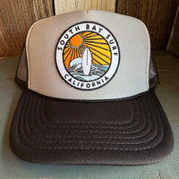 SOUTH BAY SURF (Multi Colored Patch) Trucker Hat - Black/Grey/Black