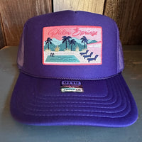 PALM SPRINGS, CALIFORNIA High Crown Trucker Hat - Purple