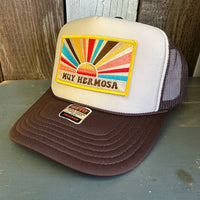 Hermosa Beach MUY HERMOSA High Crown Trucker Hat (Khaki/Brown)