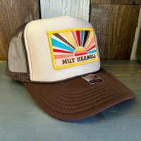 Hermosa Beach MUY HERMOSA High Crown Trucker Hat (Khaki/Brown)