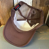 Hermosa Beach MUY HERMOSA High Crown Trucker Hat (Khaki/Brown)