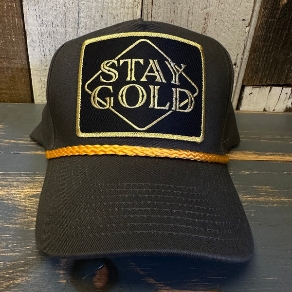 STAY GOLD 5 Panel Golf, Rope caps - Loden/Gold Braid (Curved Brim)