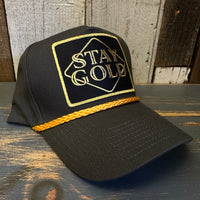 STAY GOLD 5 Panel Golf, Rope caps - Loden/Gold Braid (Curved Brim)