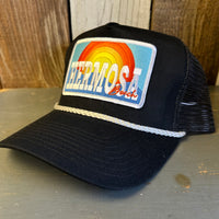 Hermosa Beach 72 & SUNNY 5 panel Rope Trucker Cap - Black/White Braid (Curved Brim)