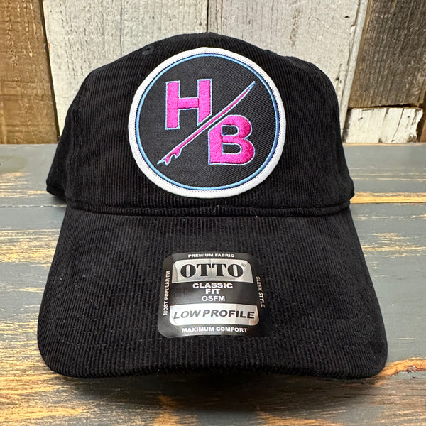 Hermosa Beach SO PITTED :: HB SURFBOARD Low Profile Corduroy Baseball Cap - Black