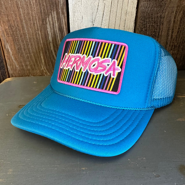 Hermosa Beach HERMOSA'84 High Crown Trucker Hat - Turquoise Blue – Wicked+