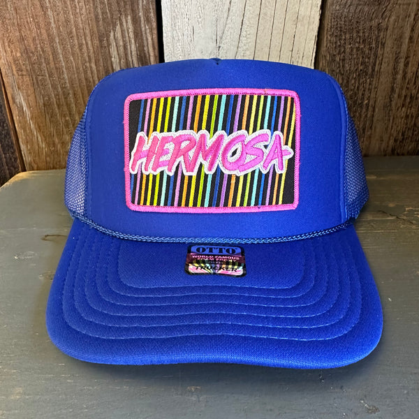 Hermosa Beach HERMOSA'84 High Crown Trucker Hat - Royal Blue (Curved Brim)
