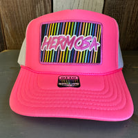 Hermosa Beach HERMOSA'84 Trucker Hat - Neon Pink/White