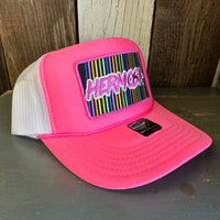 Hermosa Beach HERMOSA'84 Trucker Hat - Neon Pink/White