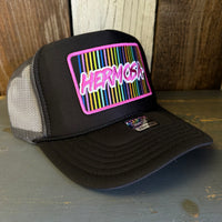 Hermosa Beach HERMOSA'84 High Crown Trucker Hat - Black/Charcoal/Black (Curved Brim)