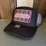 Hermosa Beach HERMOSA'84 High Crown Trucker Hat - Black/Charcoal/Black (Curved Brim)