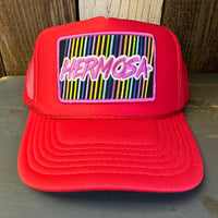 Hermosa Beach HERMOSA'84 High Crown Trucker Hat - Red (Curved Brim)