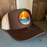 Hermosa Beach OBLIGATORY SUNSET High Crown Trucker Hat (Brown/Khaki)