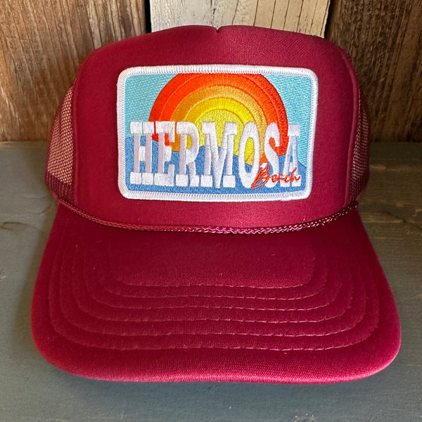 Hermosa Beach 72 & SUNNY High Crown Trucker Hat - Burgundy Maroon – Wicked+
