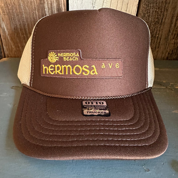 Hermosa Beach HERMOSA AVE High Crown Trucker Hat - Khaki/Brown