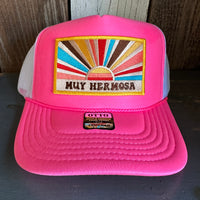 Hermosa Beach MUY HERMOSA Trucker Hat - Neon Pink/White