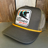 SURF REDONDO BEACH :: OPEN DAILY 5 panel Mesh Back, Rope cap - Loden/Gold Braid