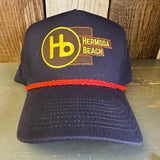 Hermosa Beach THE NEW STYLE 5 Panel Golf, Rope caps - Navy/Red Braid (Curved Brim)