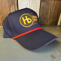 Hermosa Beach THE NEW STYLE 5 Panel Golf, Rope caps - Navy/Red Braid (Curved Brim)