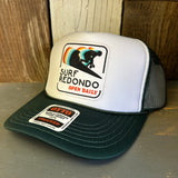 SURF REDONDO BEACH :: OPEN DAILY High Crown Trucker Hat - Dark Green/White