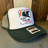 SURF MALIBU :: OPEN DAILY High Crown Trucker Hat - Dark Green/White