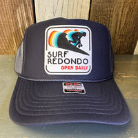 SURF REDONDO BEACH :: OPEN DAILY High Crown Trucker Hat - Navy