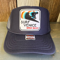 SURF VENICE BEACH :: OPEN DAILY High Crown Trucker Hat - Navy