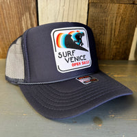 SURF VENICE BEACH :: OPEN DAILY High Crown Trucker Hat - Navy