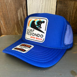 SURF REDONDO BEACH :: OPEN DAILY High Crown Trucker Hat - Royal Blue (Curved Brim)