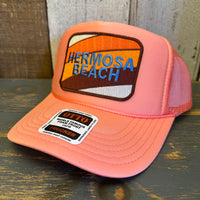 Hermosa Beach GOLF CARTS & YOGA PANTS High Crown Trucker Hat - Coral