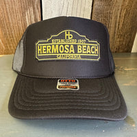 Hermosa Beach ARE YOU ESTABLISHED? High Crown Trucker Hat - Black (Curved Brim)