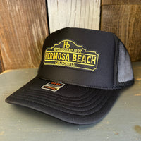 Hermosa Beach ARE YOU ESTABLISHED? High Crown Trucker Hat - Black (Curved Brim)