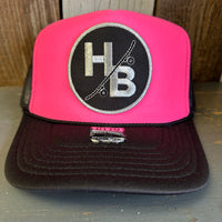 Hermosa Beach SKATEBOARDING WAS NEVER A CRIME Trucker Hat -Neon Pink/Black